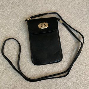 Stylish cross body purse cell phone case - black